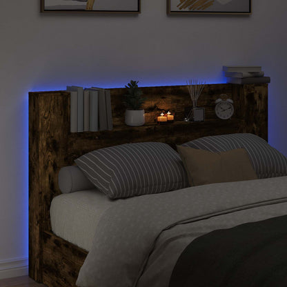 vidaXL Kopfteil-Schrank mit LED Geräucherte Eiche Holzwerkstoff