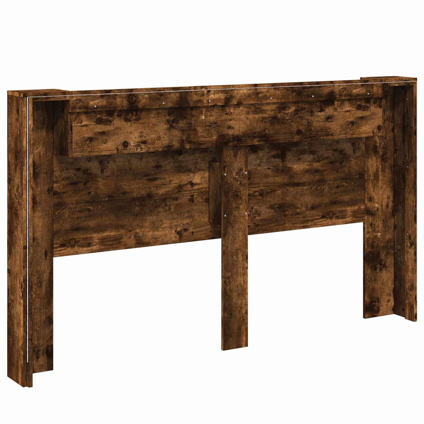 Kopfteil-Schrank mit LED Geräucherte Eiche Holzwerkstoff