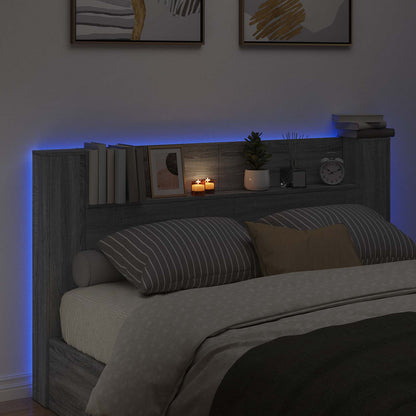 vidaXL Kopfteil-Schrank mit LED Graues Sonoma 180 x 16,5 x 103,5 cm