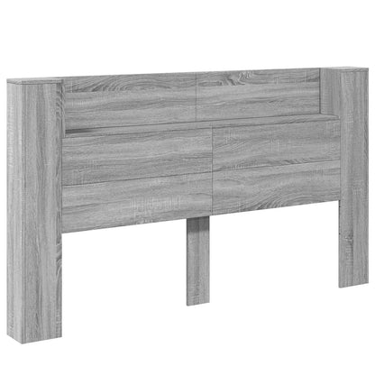 vidaXL Kopfteil-Schrank mit LED Graues Sonoma 180 x 16,5 x 103,5 cm