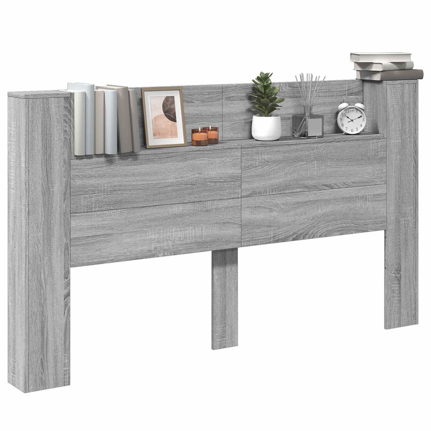 vidaXL Kopfteil-Schrank mit LED Graues Sonoma 180 x 16,5 x 103,5 cm