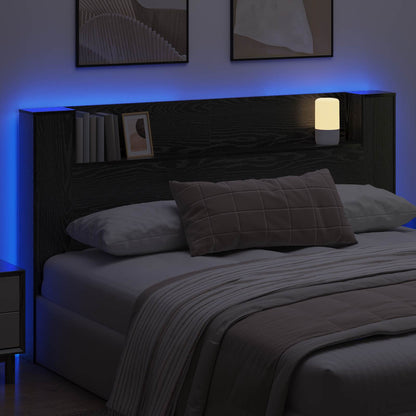 vidaXL Kopfteil-Schrank mit LED Schwarze Eiche 180 x 16,5 x 103,5 cm
