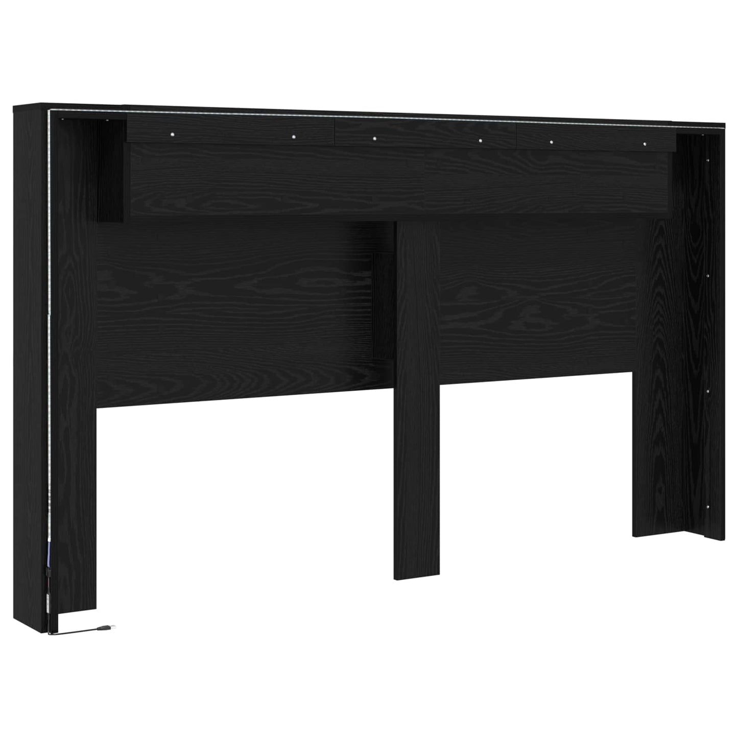 vidaXL Kopfteil-Schrank mit LED Schwarze Eiche 180 x 16,5 x 103,5 cm