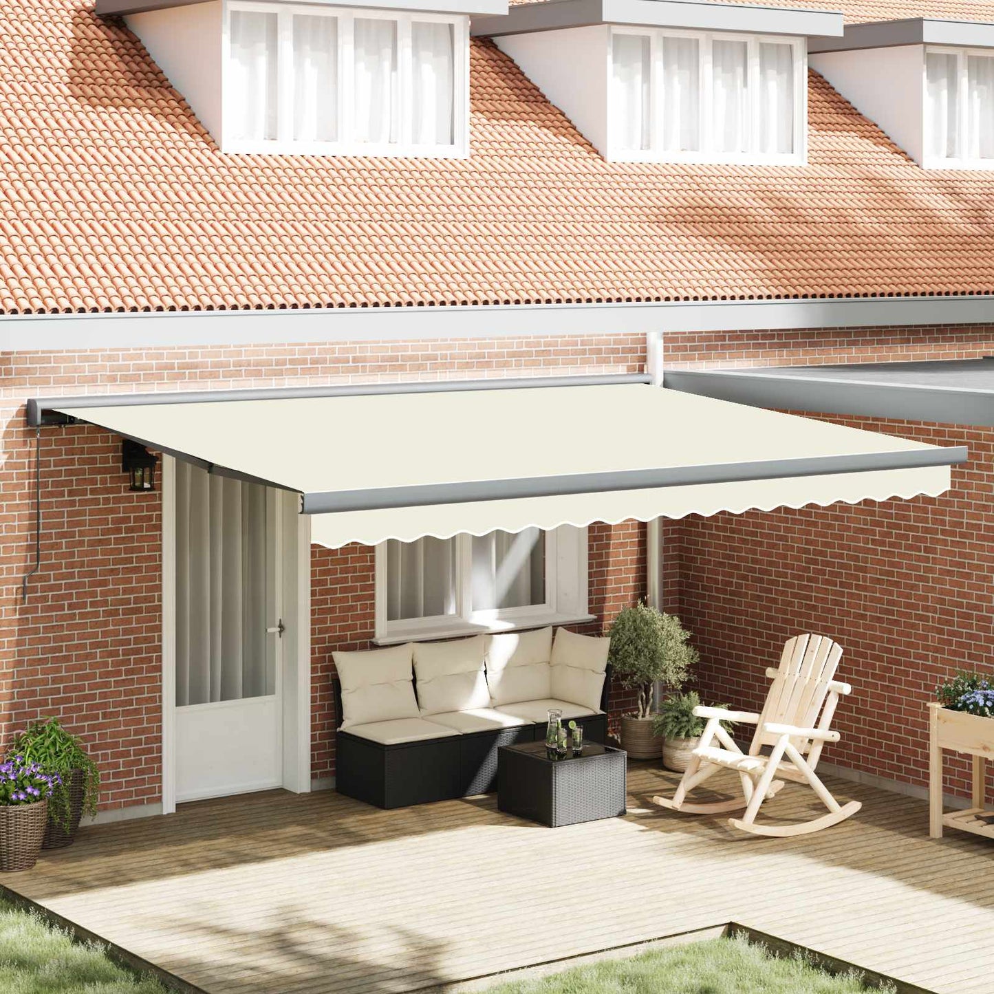 vidaXL Einziehbare Markise Creme und Grau 400 x 300 cm