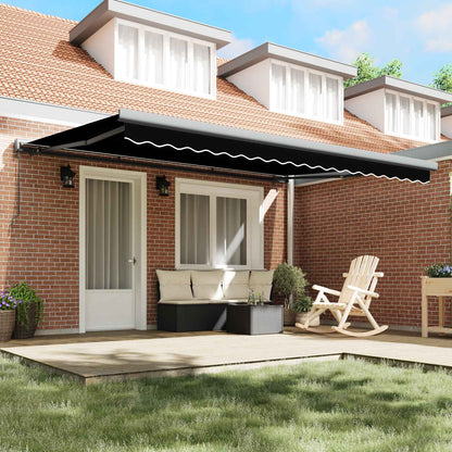 vidaXL Einziehbare Markise Schwarz 4 x 3 m Leinen und Aluminium