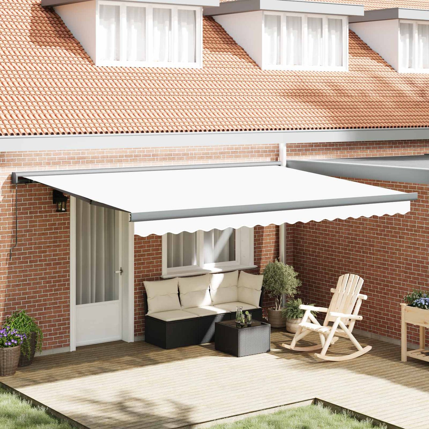 vidaXL Einziehbare Markise Weiß 4 x 3 m Leinen und Aluminium