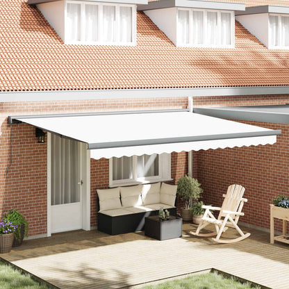 vidaXL Einziehbare Markise Weiß 4 x 3 m Leinen und Aluminium