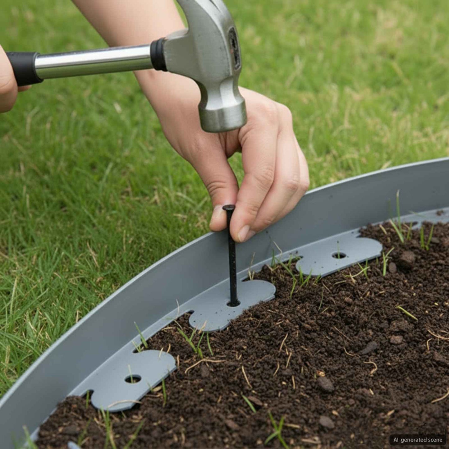 Rasenkanten Grau 4000 x 4 x 5 cm Kunststoff