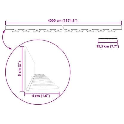 Rasenkanten Grau 4000 x 4 x 5 cm Kunststoff