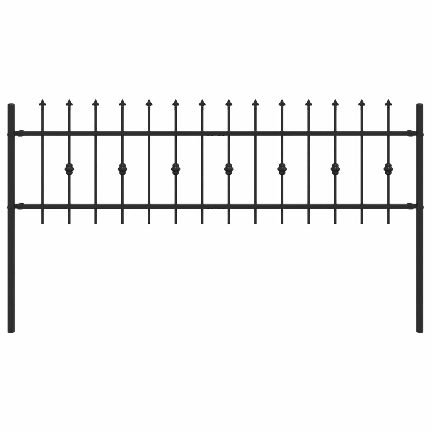 vidaXL Spießzaun Schwarz 200 x 130 cm Pulverbeschichteter Stahl