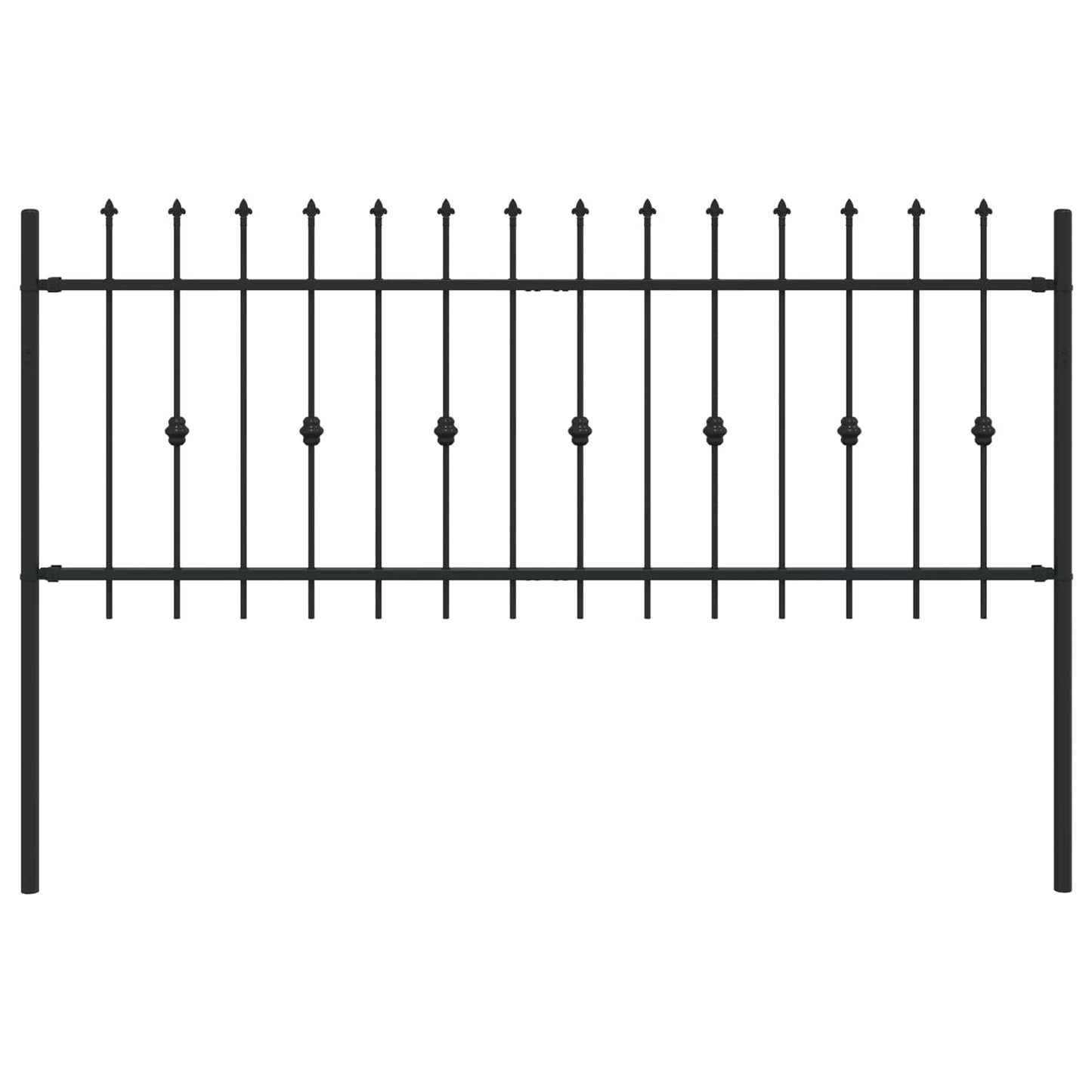 Spießzaun Schwarz 200 x 130 cm Pulverbeschichteter Stahl