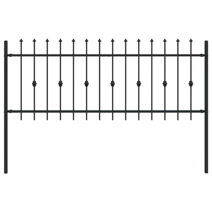 Spießzaun Schwarz 200 x 130 cm Pulverbeschichteter Stahl