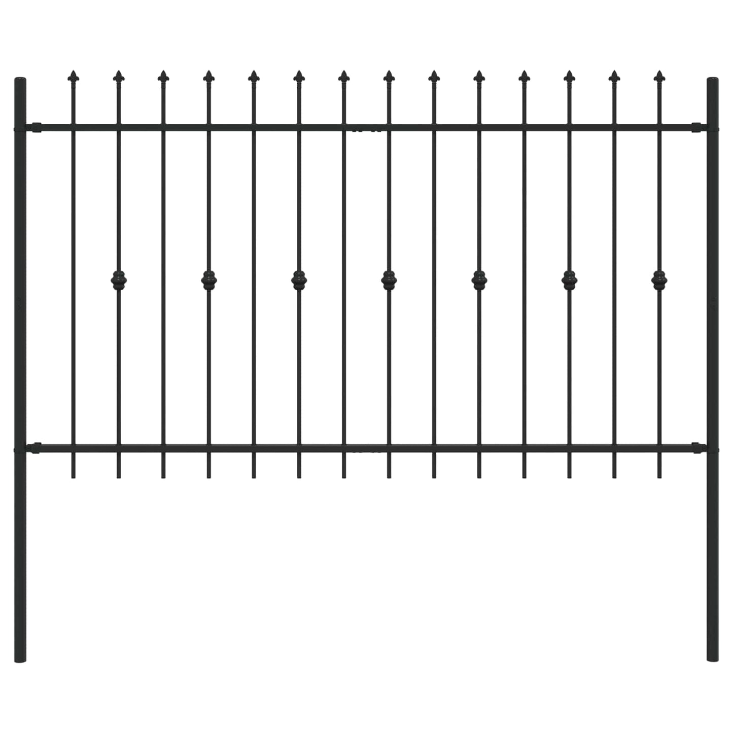 Spießzaun Schwarz 200 x 130 cm Pulverbeschichteter Stahl