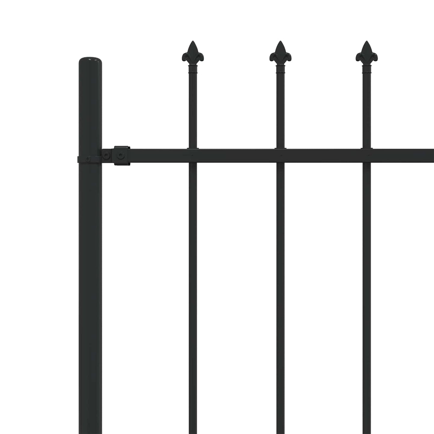 vidaXL Spießzaun Schwarz 200 x 200 cm Pulverbeschichteter Stahl