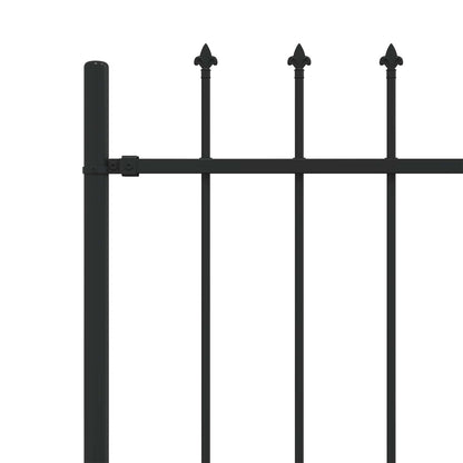 vidaXL Spießzaun Schwarz 200 x 200 cm Pulverbeschichteter Stahl