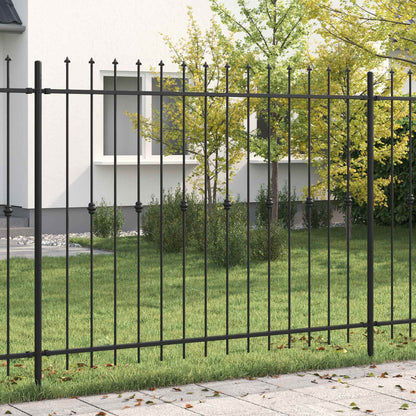 vidaXL Spießzaun Schwarz 200 x 200 cm Pulverbeschichteter Stahl