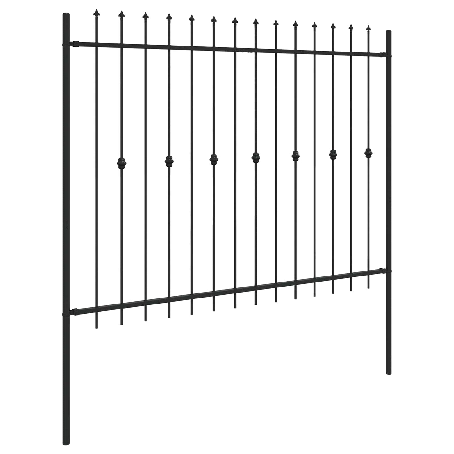 vidaXL Spießzaun Schwarz 200 x 200 cm Pulverbeschichteter Stahl