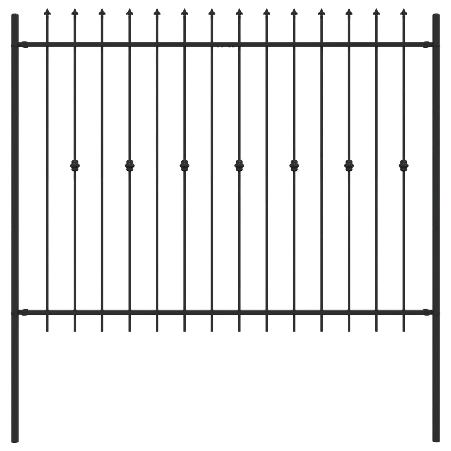 vidaXL Spießzaun Schwarz 200 x 200 cm Pulverbeschichteter Stahl