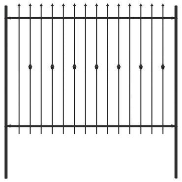 vidaXL Spießzaun Schwarz 200 x 200 cm Pulverbeschichteter Stahl
