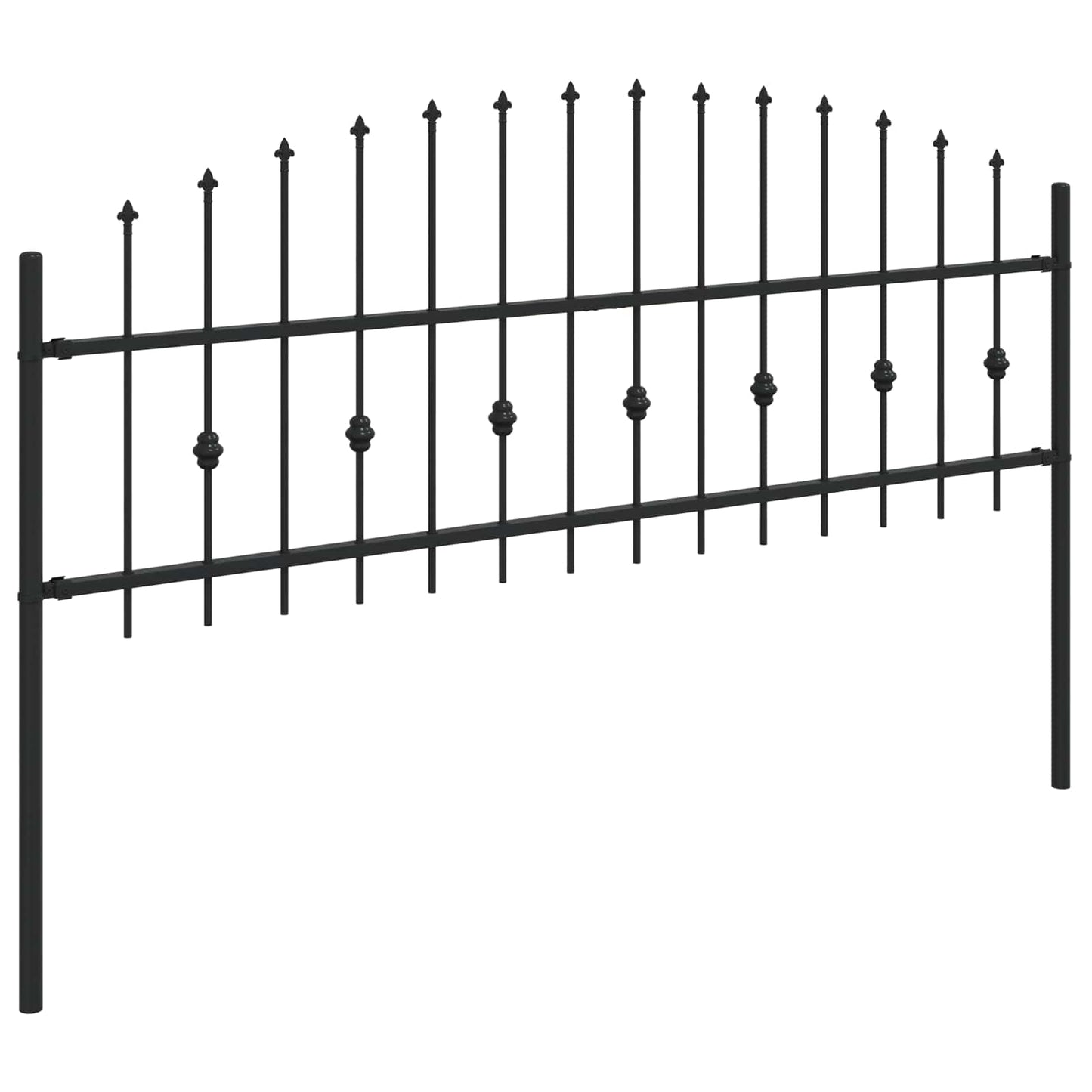 vidaXL Spießzaun Schwarz 200 x 130 cm Pulverbeschichteter Stahl
