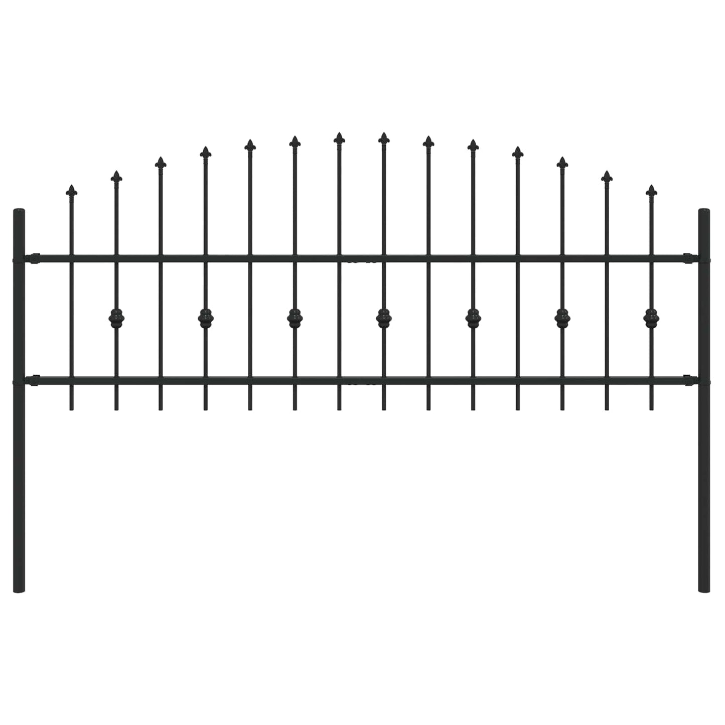 vidaXL Spießzaun Schwarz 200 x 130 cm Pulverbeschichteter Stahl