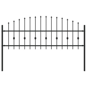 vidaXL Spießzaun Schwarz 200 x 130 cm Pulverbeschichteter Stahl
