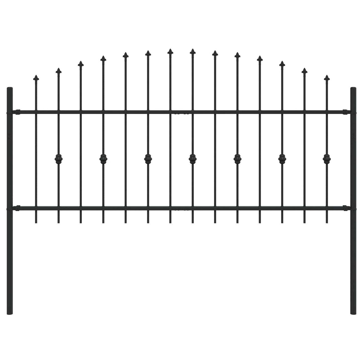 vidaXL Spießzaun Schwarz 200 x 130 cm Pulverbeschichteter Stahl