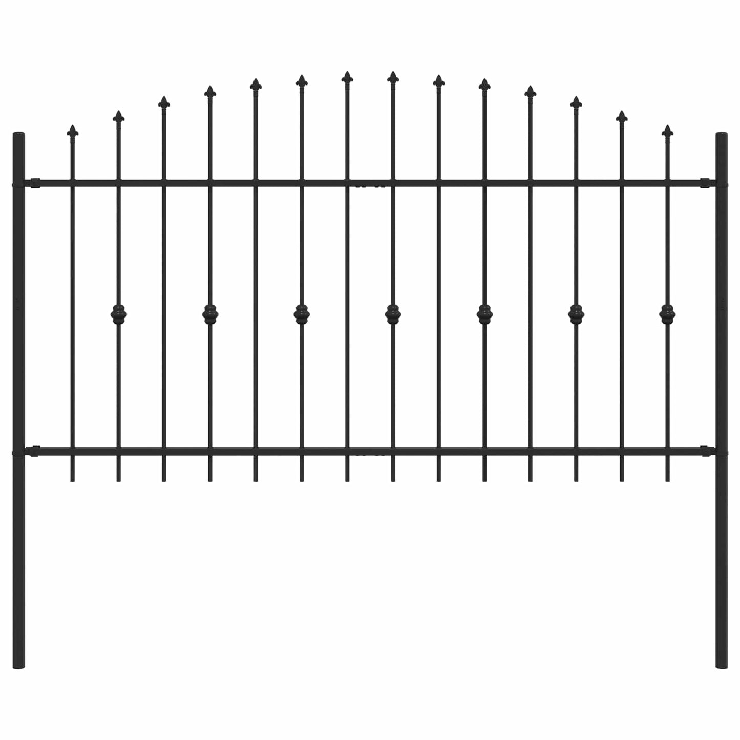 Spießzaun Schwarz 200 x 150 cm Pulverbeschichteter Stahl