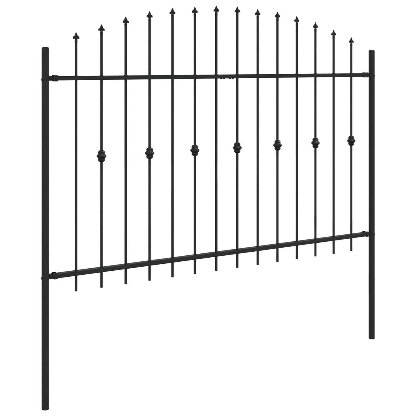 vidaXL Spießzaun Schwarz 200 x 130 cm Pulverbeschichteter Stahl