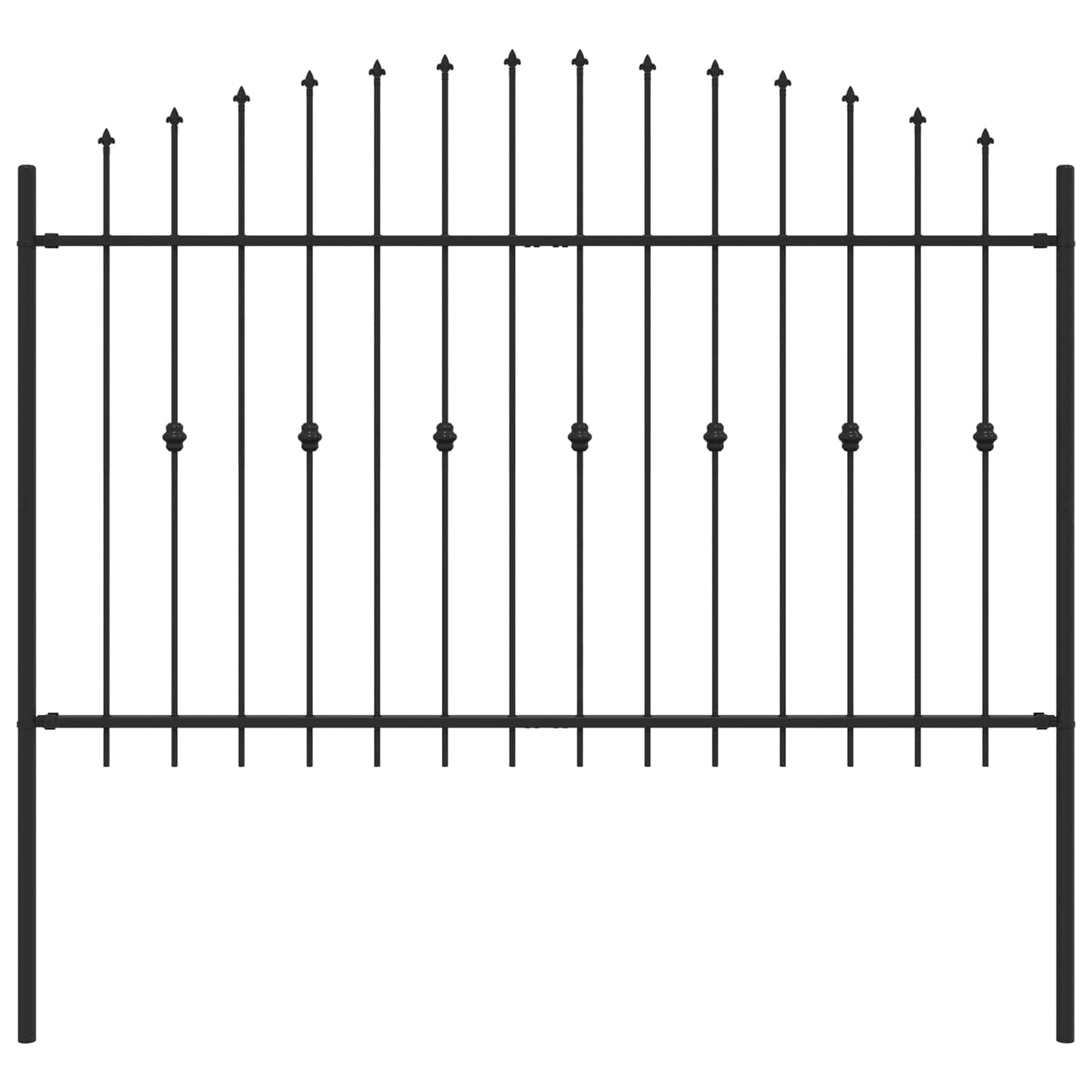 vidaXL Spießzaun Schwarz 200 x 130 cm Pulverbeschichteter Stahl