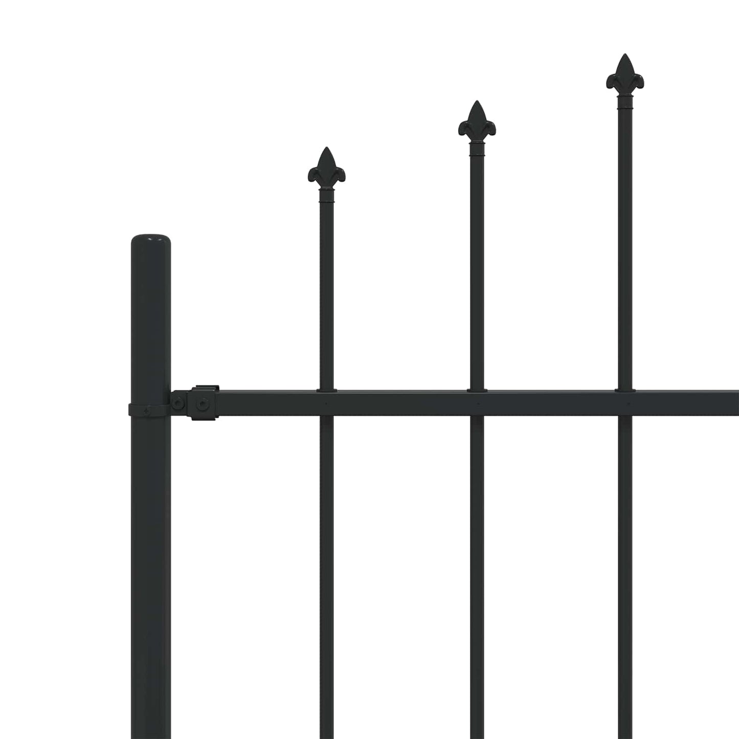 Spießzaun Schwarz 200 x 200 cm Pulverbeschichteter Stahl