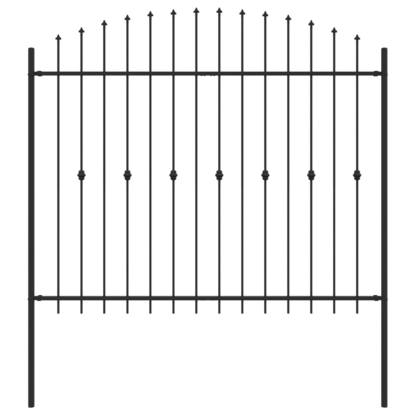 Spießzaun Schwarz 200 x 200 cm Pulverbeschichteter Stahl
