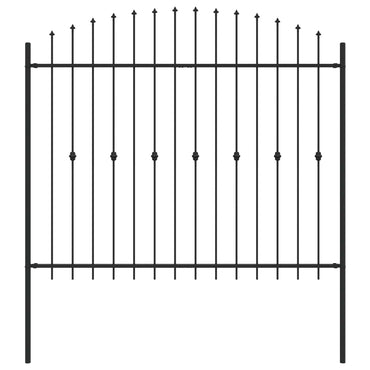 vidaXL Spießzaun Schwarz 200 x 200 cm Pulverbeschichteter Stahl
