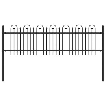 vidaXL Spitzenbogenzaun Schwarz 200 x 130 cm Pulverbeschichteter Stahl