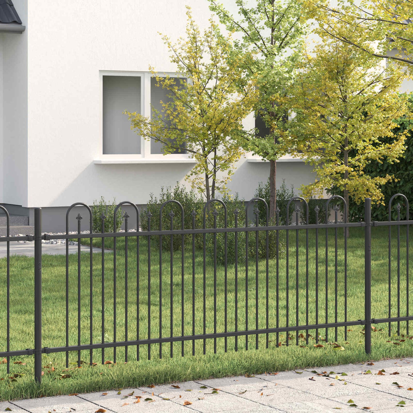 vidaXL Clôture de jardin décorative noire 200 x 130 cm en acier revêtu par poudre