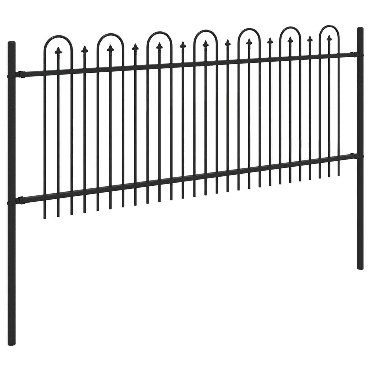 vidaXL Clôture de jardin décorative noire 200 x 130 cm en acier revêtu par poudre