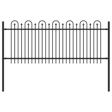 vidaXL Spitzenbogenzaun Schwarz 200 x 130 cm Pulverbeschichteter Stahl