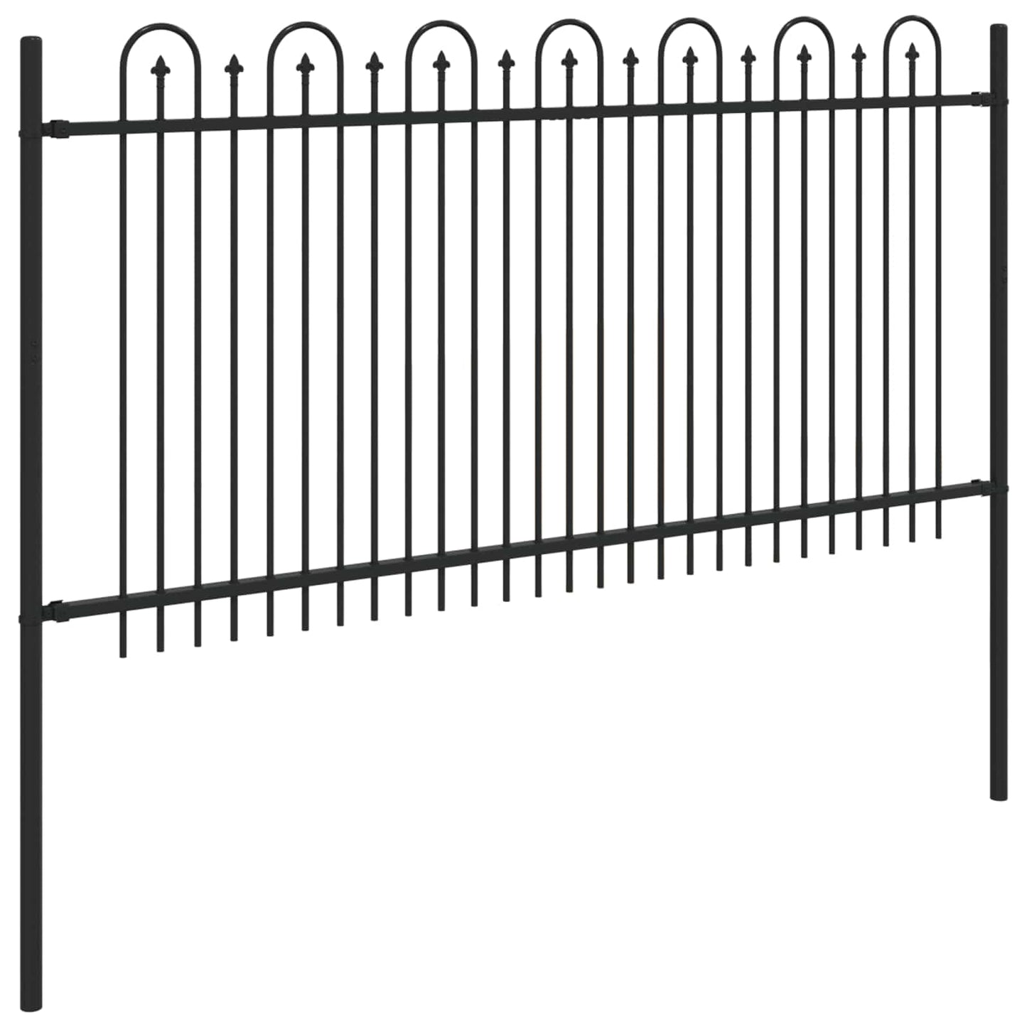 vidaXL Spitzenbogenzaun Schwarz 200 x 150 cm Pulverbeschichteter Stahl