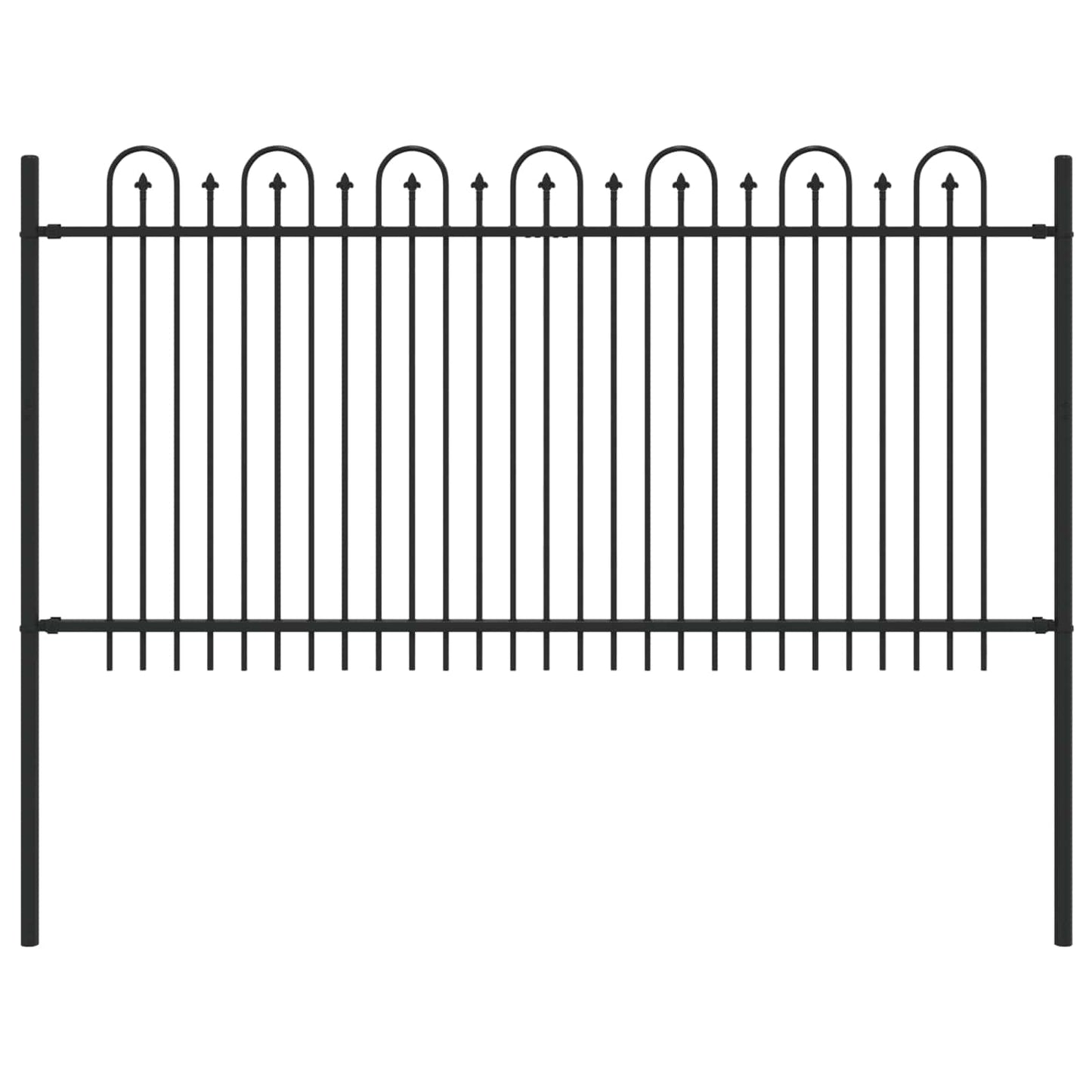 vidaXL Spitzenbogenzaun Schwarz 200 x 150 cm Pulverbeschichteter Stahl