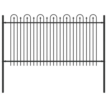 vidaXL Spitzenbogenzaun Schwarz 200 x 150 cm Pulverbeschichteter Stahl