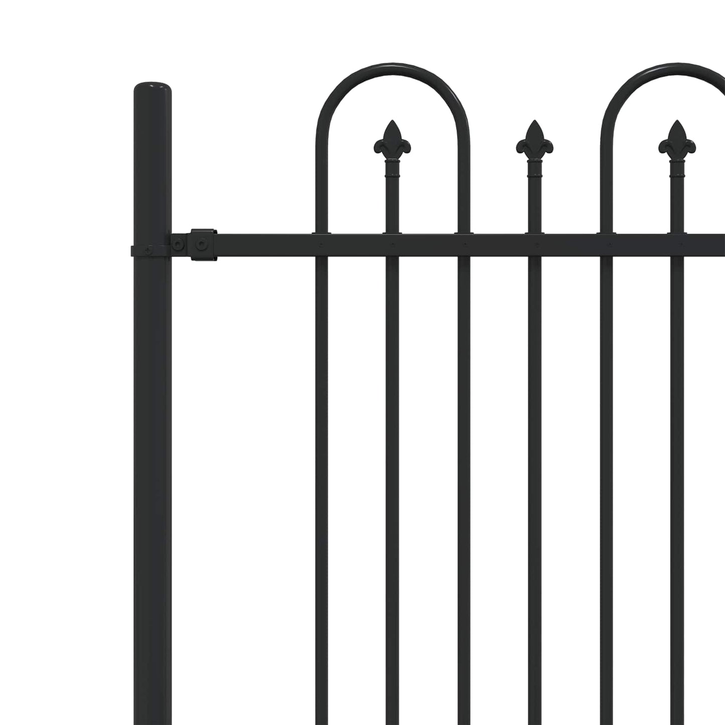 vidaXL Spitzenbogenzaun Schwarz 200 x 130 cm Pulverbeschichteter Stahl