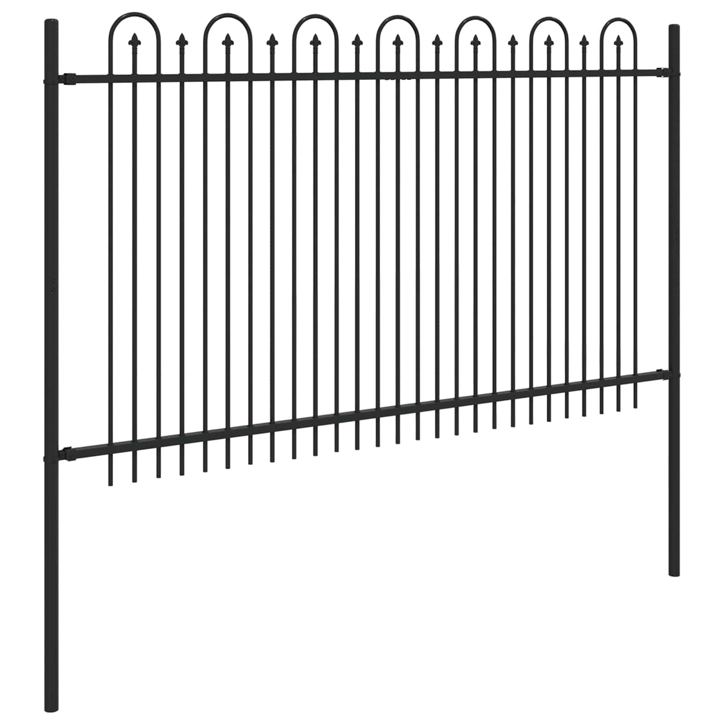 vidaXL Spitzenbogenzaun Schwarz 200 x 130 cm Pulverbeschichteter Stahl