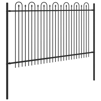 vidaXL Spitzenbogenzaun Schwarz 200 x 130 cm Pulverbeschichteter Stahl