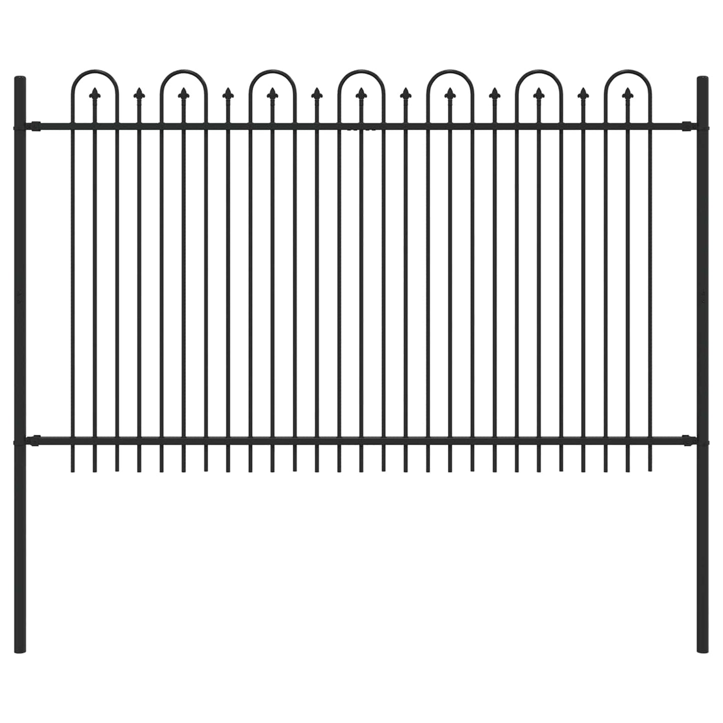 vidaXL Spitzenbogenzaun Schwarz 200 x 130 cm Pulverbeschichteter Stahl