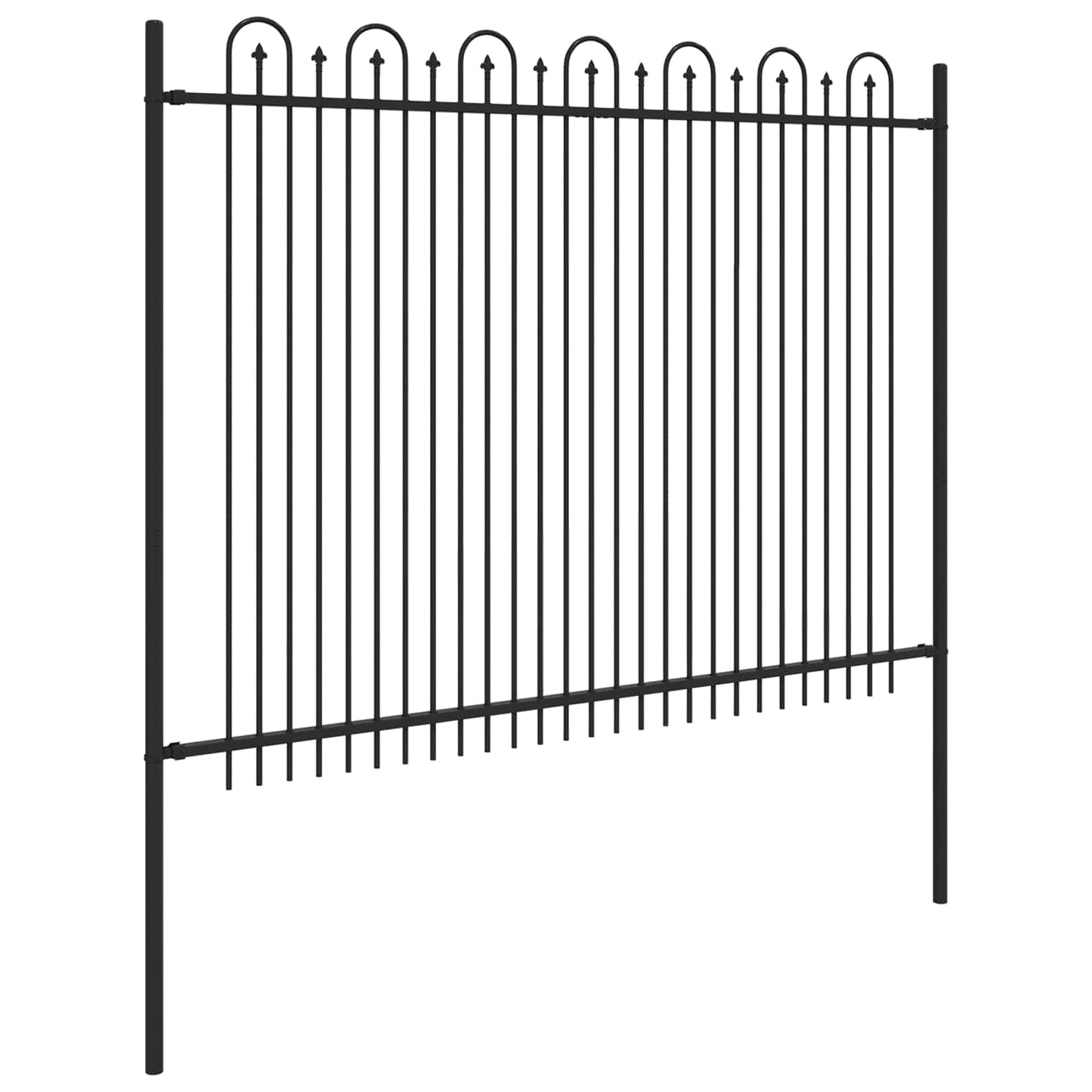 Spitzenbogenzaun Schwarz 200 x 200 cm Pulverbeschichteter Stahl