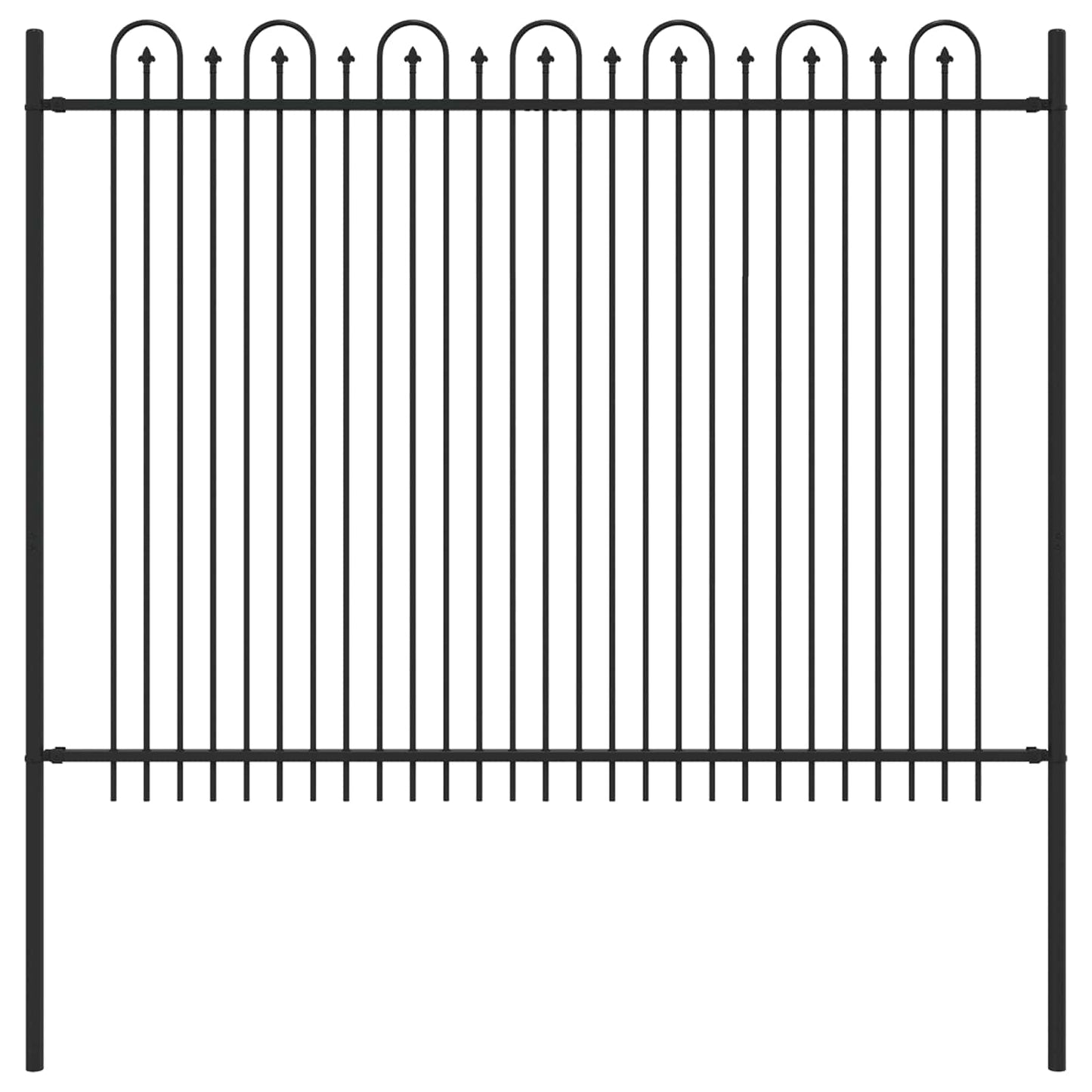 Spitzenbogenzaun Schwarz 200 x 200 cm Pulverbeschichteter Stahl