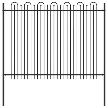 Spitzenbogenzaun Schwarz 200 x 200 cm Pulverbeschichteter Stahl