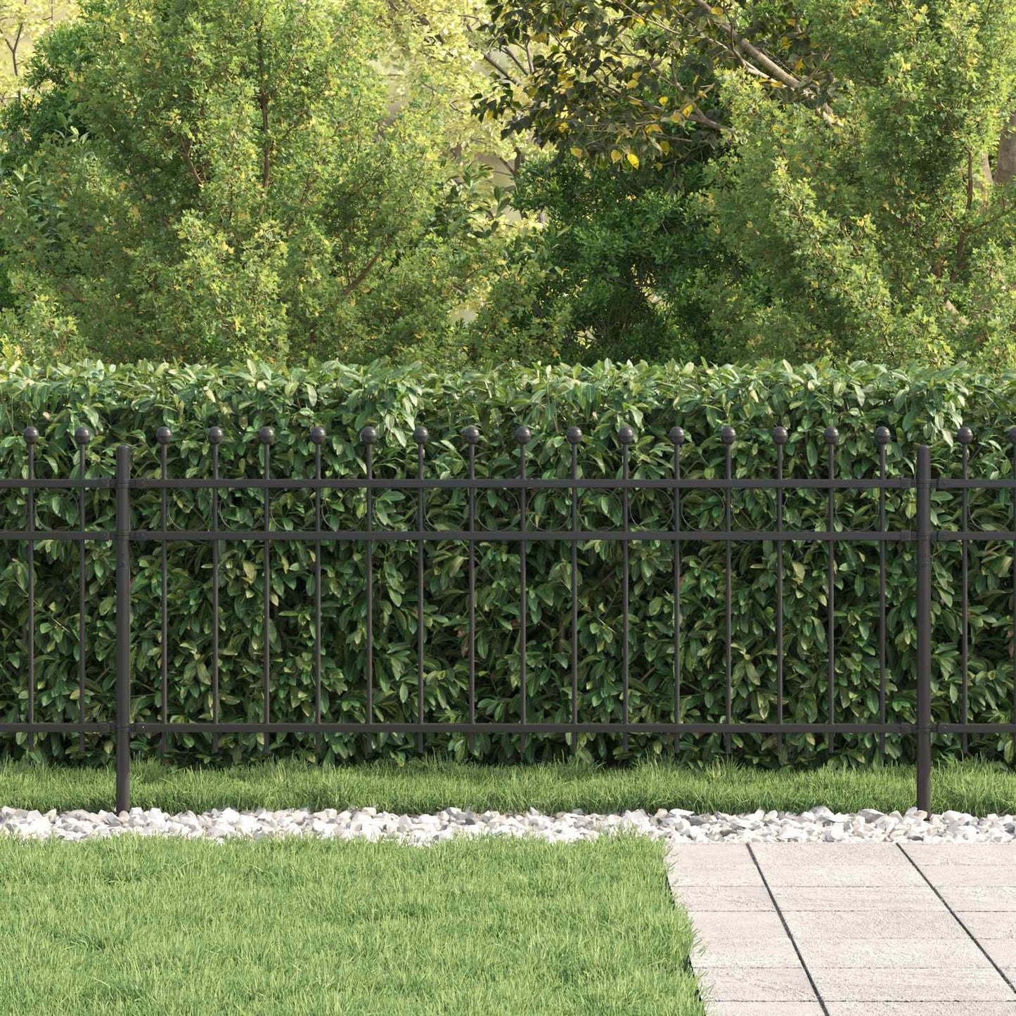vidaXL Ringzaun Schwarz 200 x 130 cm Pulverbeschichteter Stahl