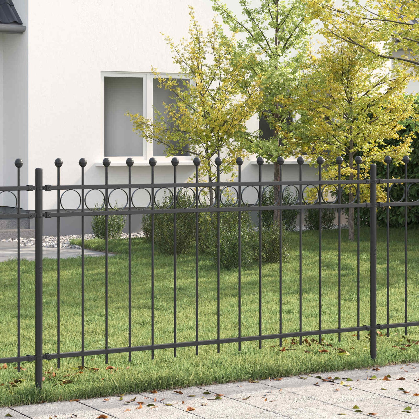 vidaXL Ringzaun Schwarz 200 x 150 cm Pulverbeschichteter Stahl