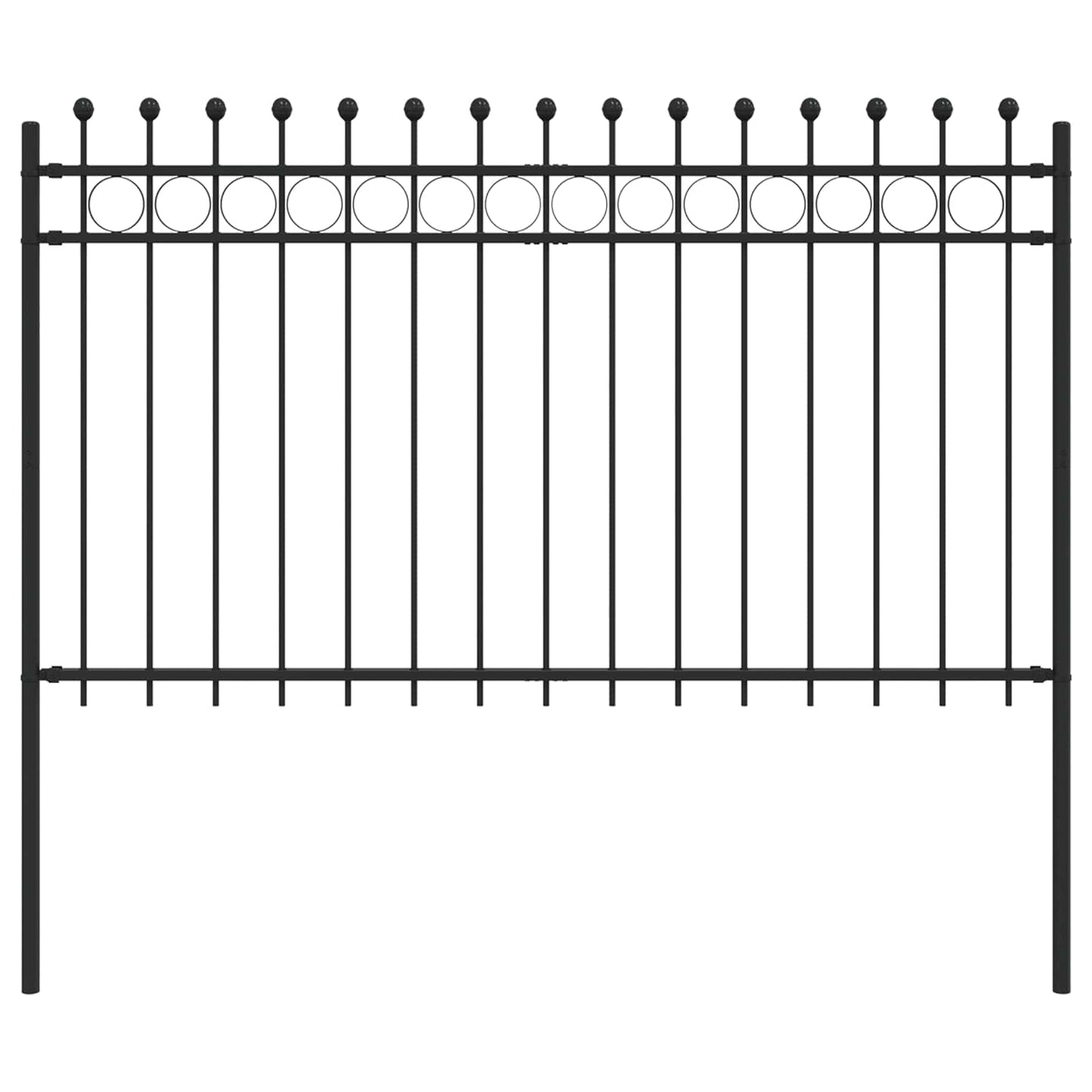 Ringzaun Schwarz 200 x 130 cm Pulverbeschichteter Stahl